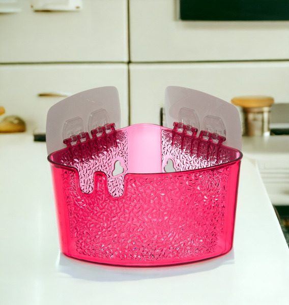 Полка угловая на липкой основе, пластик,10*14*18,5см МИКС